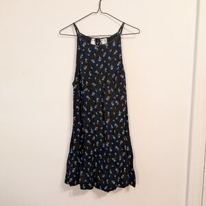 Urban Outfitters Black and Blue Floral Top
